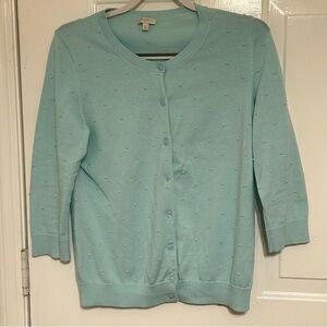 Talbots Light Green Women’s Cardigan Sweater w/3/4 Length Sleeves Size Medium
